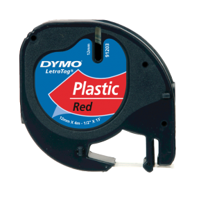 Dymo Letratag Şerit Plastik 12 MMx4 MT Kırmızı 91203