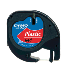 Dymo Letratag Şerit Plastik 12 MMx4 MT Kırmızı 91203