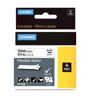 Dymo Rhino Pro Etiketi Plastik Esnek 19 MMx3.5MT Siyah Üzerine Beyaz 18489