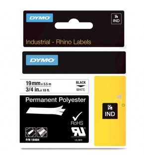 Dymo Rhino Pro Etiketi Plastik Sabit 19 MMx5,5 MT Beyaz Üzerine Siyah 18484