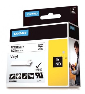 Dymo Rhino Pro Etiketi Renkli Vinil 12 MMx5.5 MT Beyaz Üzerine Siyah 18444