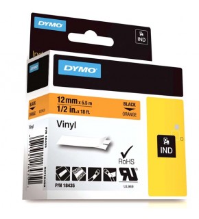 Dymo Rhino Pro Etiketi Renkli Vinil 12 MMx5.5 MT Turuncu Üzerine Siyah 18435
