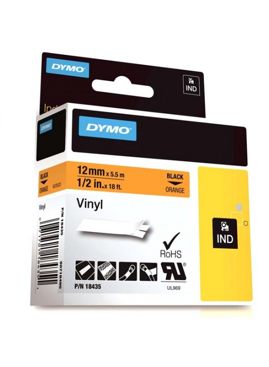 Dymo Rhino Pro Etiketi Renkli Vinil 12 MMx5.5 MT Turuncu Üzerine Siyah 18435 Dymo Rhino Pro Etiketi Renkli Vinil 12 MMx5.5 MT Turuncu Üzerine Siyah 18435