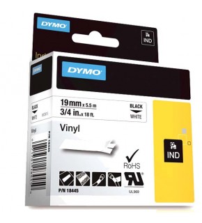 Dymo Rhino Pro Etiketi Renkli Vinil 19 MMx5,5 MT Beyaz Üzerine Siyah 18445