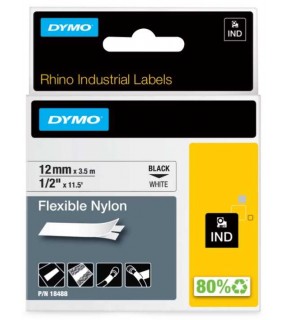 Dymo Rhinopro Esnek Naylon Şerit 12 MMx3.5 M Beyaz/Siyah 18488