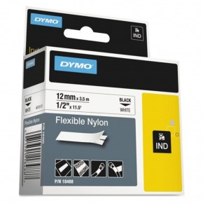 Dymo Rhinopro Esnek Naylon Şerit 12mmx3,5m Beyaz/Siyah 18488