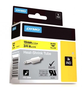 Dymo Rhinopro Isıyla Küçülen Şerit 19 MMx1,5 M Sarı/Siyah 18058