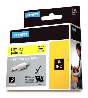 Dymo Rhinopro Isıyla Küçülen Şerit 6 MMx1,5 M Sarı/Siyah 18052
