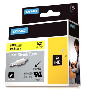 Dymo Rhinopro Isıyla Küçülen Şerit 9 MMx1,5 M Sarı/Siyah