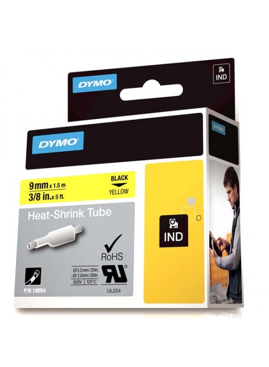 Dymo Rhinopro Isıyla Küçülen Şerit 9 MMx1,5 M Sarı/Siyah