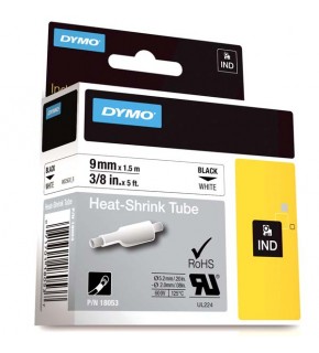 Dymo Rhinopro Isıyla Küçülen Şerit 9 MMx1,5 M Beyaz/Siyah