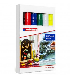 Edding Cam Kalemi (Likit Tebeşir) 6 Lı Kutu Karışık 4095