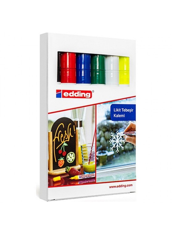 Edding Cam Kalemi (Likit Tebeşir) 6 Lı Kutu Karışık 4095