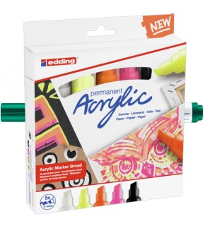 Edding Markör Akrilik Kalın Uçlu 5 Li Set Fosforlu 4-5000-6