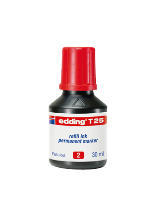 Edding Markör Mürekkebi Permanent Damlalıklı 30 ML Kırmızı T25 (1 Adet)