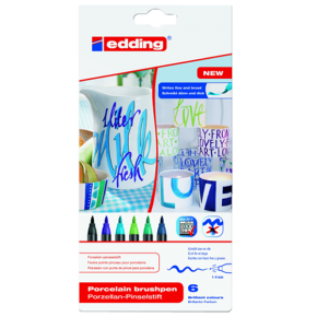 Edding Porselen Kalemi Fırça Uçlu 1-4 MM 6 LI Soğuk Renkler 4200