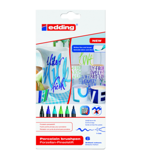 Edding Porselen Kalemi Fırça Uçlu 1-4 MM 6 LI Soğuk Renkler 4200