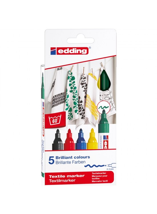 Edding T-Shırt Kalemi Yuvarlak Uçlu Basıc 2-3 MM 5 Lİ 4500/5S