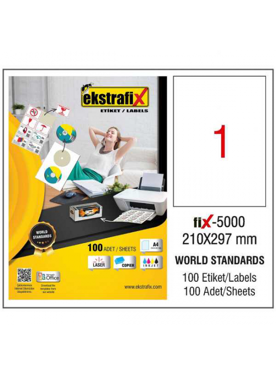 Ekstrafix Laser Etiket 100 YP 210x297 Laser-Copy-Inkjet FİX-5000 Ekstrafix Laser Etiket 100 YP 210x297 Laser-Copy-Inkjet FİX-5000
