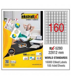 Ekstrafix Laser Etiket 100 YP 22x12 Laser-Copy-Inkjet FİX-5280