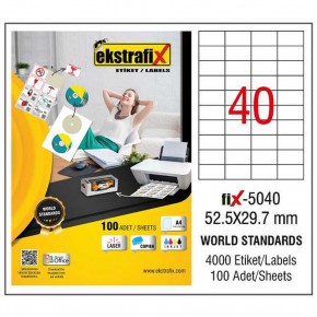 Ekstrafix Laser Etiket 100 YP 52.5X29,7 Laser-Copy-Inkjet FİX-5040