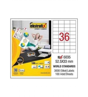 Ekstrafix Laser Etiket 100 YP 52,5X33 Laser-Copy-Inkjet FİX-5035