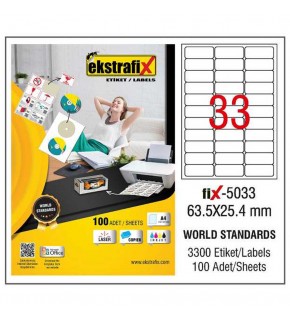 Ekstrafix Laser Etiket 100 YP 63.5X25,4 Laser-Copy-Inkjet FİX-5033