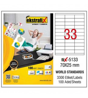 Ekstrafix Laser Etiket 100 YP 70x25  Laser-Copy-Inkjet FİX-5133