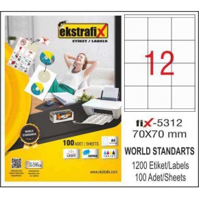 Ekstrafix Laser Etiket 100 YP 70x70 Laser-Copy-Inkjet FİX-5312