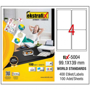 Ekstrafix Laser Etiket 100 YP 99.1x139 Laser-Copy-Inkjet FİX-5004