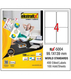 Ekstrafix Laser Etiket 100 YP 99.1x139 Laser-Copy-Inkjet FİX-5004