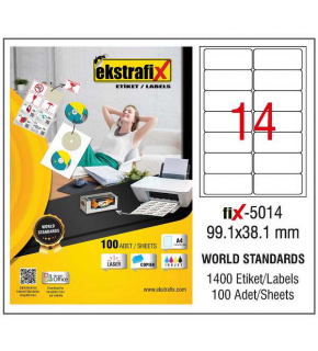 Ekstrafix Laser Etiket 100 YP 99.1x38.1 Laser-Copy-Inkjet FİX-5014