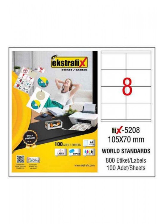 Ekstrafix Laser Etiket 105x70 Fix-5208