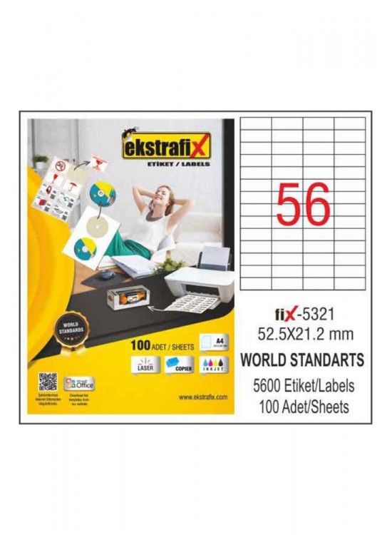Ekstrafix Laser Etiket 52,5x21,2 Fix-5321