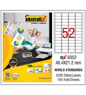 Ekstrafix Laser Etiket 100 YP 46.4x21.2 Laser-Copy-Inkjet FİX-5052