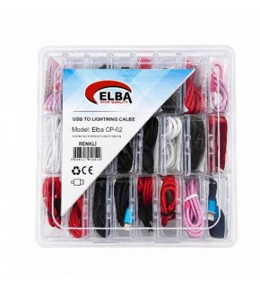 Elba CP-02 Şeffaf Kutulu Usb To Lightning (Kırmızı,Beyaz,Pembe,Siyah,Lacivert)24lü Şarj Kablosu