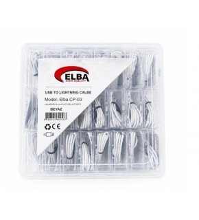 Elba CP-03 Şeffaf Kutulu Usb To Lightning 24lü Beyaz Şarj Kablosu