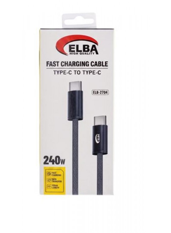 Elba ELB-2704 240w Type-c To Type-c 1mt Örgülü Desenli  Şarj Kablosu 480Mps  Hızlı Şarj