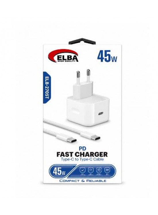 Elba ELB-2705t 45W Beyaz Type- C To Type-C İos Set Elba ELB-2705t 45W Beyaz Type- C To Type-C İos Set