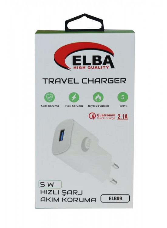 Elba Elb09 5W 2.1A Hızlı Şarj Akıllı Koruma Usb EV Şarj Kafa