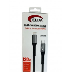 Elba Elb120-2 120w   Type-c To Lightning 1Mt Siyah Örgülü  Şarj Kablosu (( Data Veri )