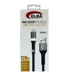 Elba Elb120-4 120w   Lightning To Usb 1Mt Siyah Örgülü  Şarj Kablosu ( Data Veri )