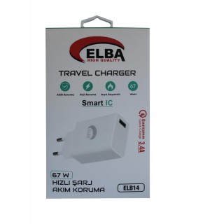 Elba ELB14 Elb-67w USB 67w 3.4A Hızlı Şarj Akıllı Koruma -Isıya Dayanıklı EV Şarj Kafa