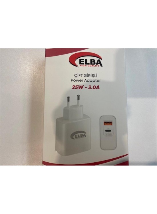 Elba ELB15 25W 3.0A Usb-A To Usb-C Çift Girişli Hızlı Şarj Akım Koruma Isıya Dayanıklı EV Şarj Kafa Elba ELB15 25W 3.0A Usb-A To Usb-C Çift Girişli Hızlı Şarj Akım Koruma Isıya Dayanıklı EV Şarj Kafa