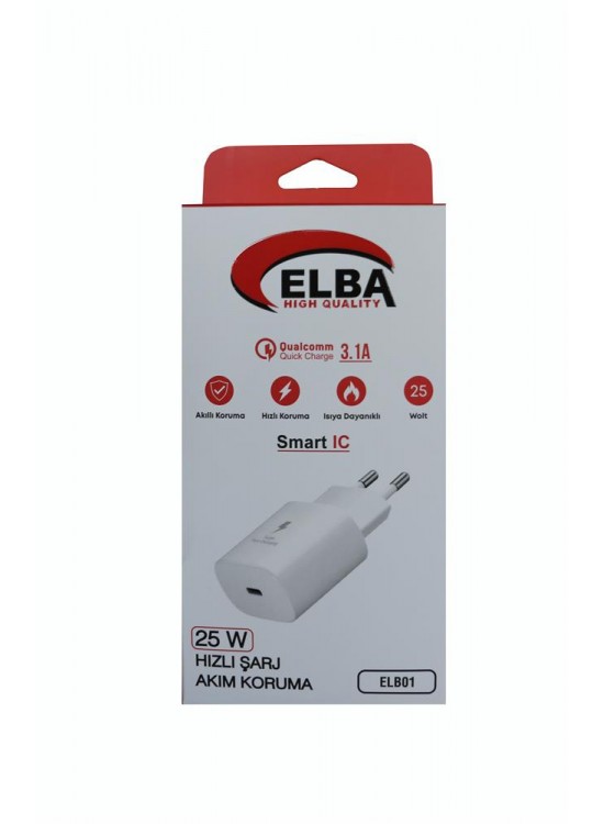 Elba ELB42 Beyaz 25W Şarj Kafa+ İphone Kablo USB-C PD3.0-QC4.0(Akım Koruma-Hızlı Şarj-) Elba ELB42 Beyaz 25W Şarj Kafa+ İphone Kablo USB-C PD3.0-QC4.0(Akım Koruma-Hızlı Şarj-)