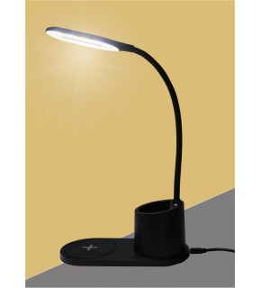 Elba HT-513 Siyah TypeC 10W Kablosuz Şarj Cihazı Kalemlikli Masa Lambası