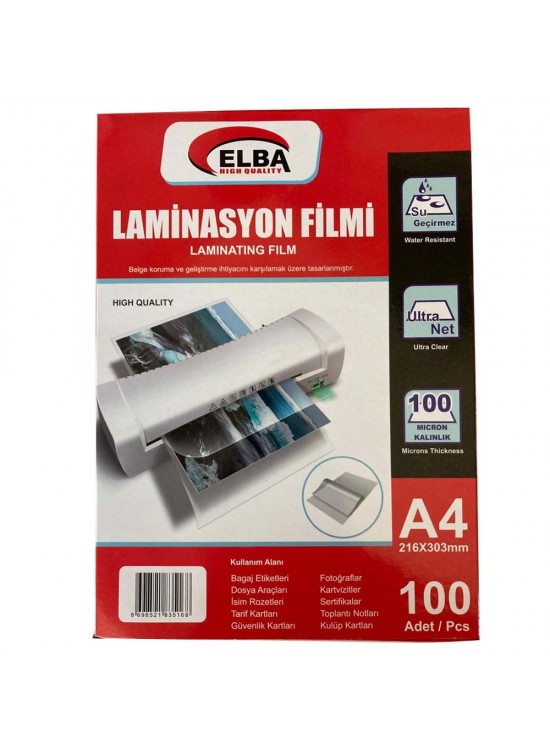 Elba Laminasyon Filmi A4 100 MIC 216x303 (1 Adet)