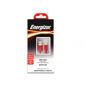 Energizer C12UBMCGRD4 1.2m Flat Micro Kırmızı Usb Kablosu