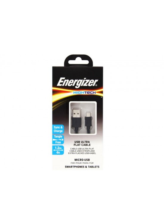 Energizer C21UBMCGBK4 1.2m Flat Micro Siyah Usb Kablosu