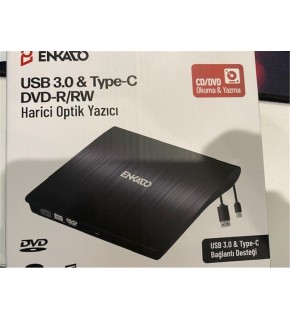 Enkado Ekd-Udvd120 Type-C - USB 3.0 DVD-R-CD-R-RW- Dvd-Rw Ultra Slim Harici Optik Yazıcı Siyah
